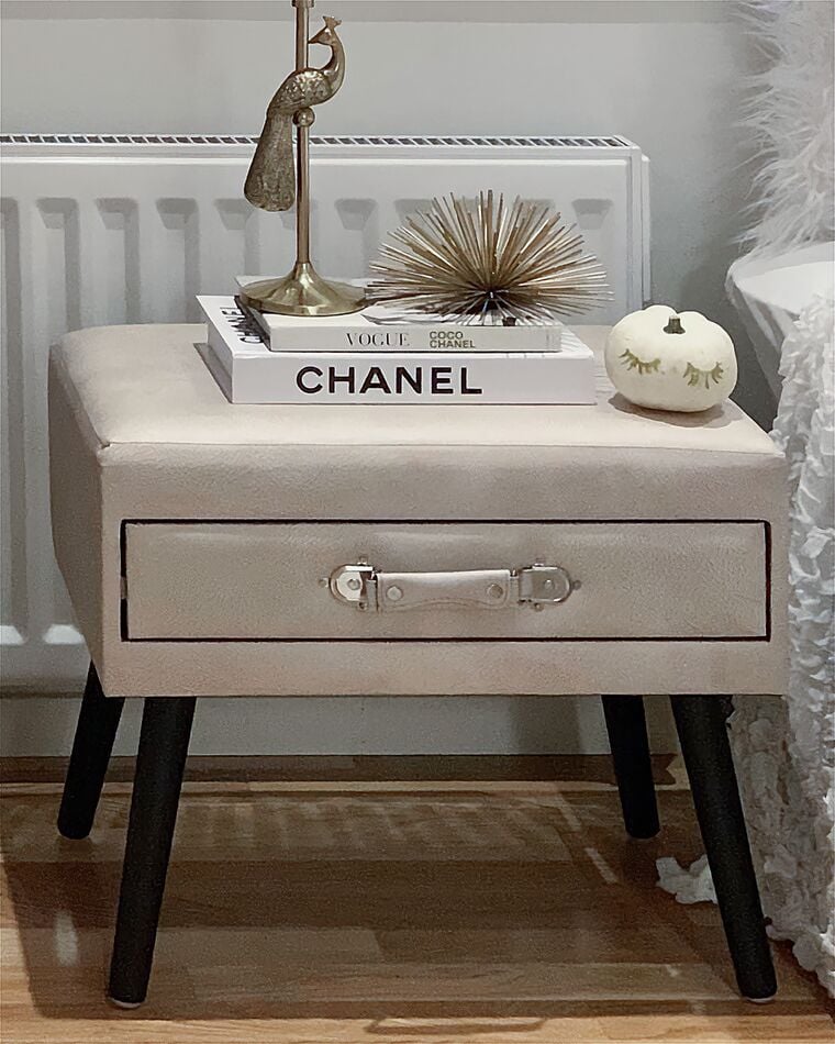 Faux Leather Side Table Beige EUROSTAR Beliani.co.uk