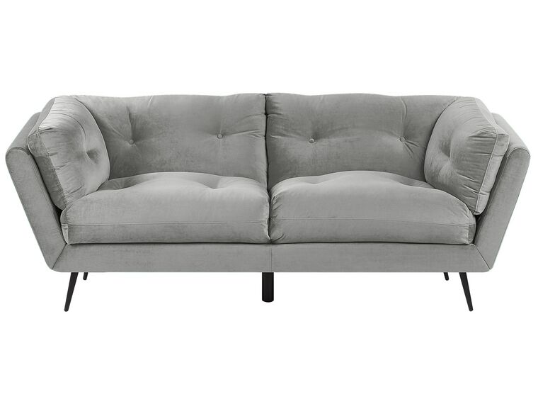 3-Sitzer Sofa Samtstoff grau mit Knöpfen LENVIK_784802