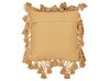 Set of 2 Cotton Cushions with Tassels 45 x 45 cm Sand Beige OLEARIA_914014