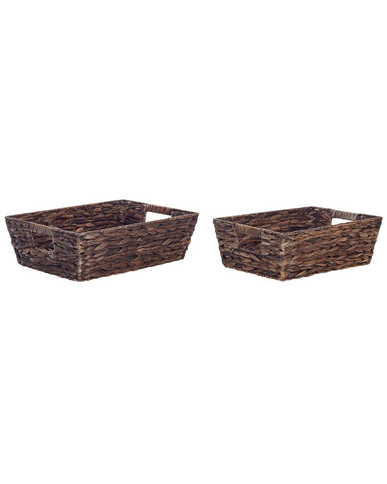 Set of 2 Water Hyacinth Baskets Brown PANDZ_849587