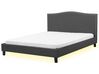 Fabric EU Super King Bed White LED Grey MONTPELLIER_709464