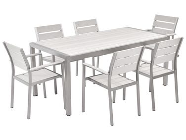 6 Seater Aluminium Garden Dining Set White VERNIO