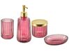 Conjunto de 4 accesorios de baño de vidrio rosa fucsia/dorado CARDENA_825306