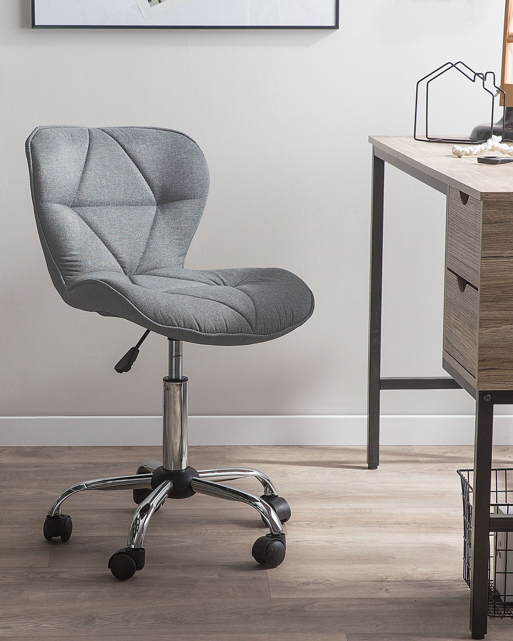 Fabric Armless Desk Chair Grey VALETTA Beliani.co.uk