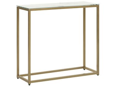Konzolový stolík s mramorovým vzhľadom biela/zlatá DELANO