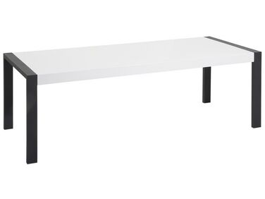 Fehér És Fekete  Rozsdamentes Acél Étkezőasztal 220 x 90 cm ARCTIC I
