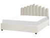 Zamatová posteľ s úložným priestorom 180 x 200 cm krémová biela VINCENNES_837379