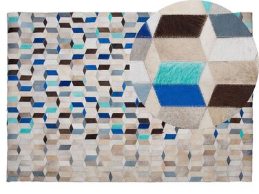 Vloerkleed patchwork beige/blauw 140 x 200 cm GIDIRLI
