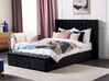 Velvet EU Double Size Bed with Storage Bench Black NOYERS_834542
