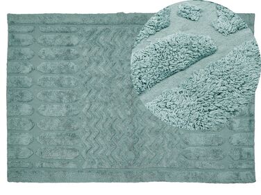 Teppich Baumwolle mintgrün 140 x 200 cm geometrisches Muster Kurzflor SIRNAK