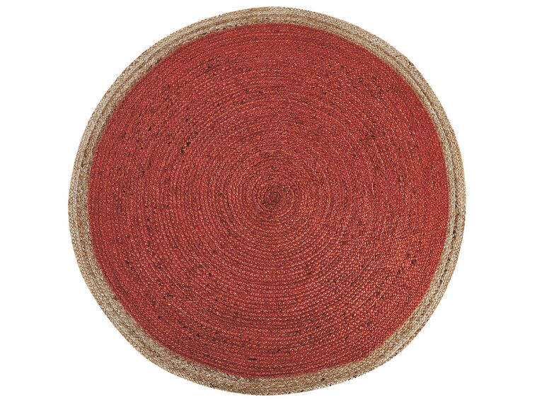 Kulatý jutový koberec ø 120 cm korálový červený MENEMEN_843982