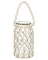 Decorative Macramé Glass Lantern 28 cm White JALEBI_830555
