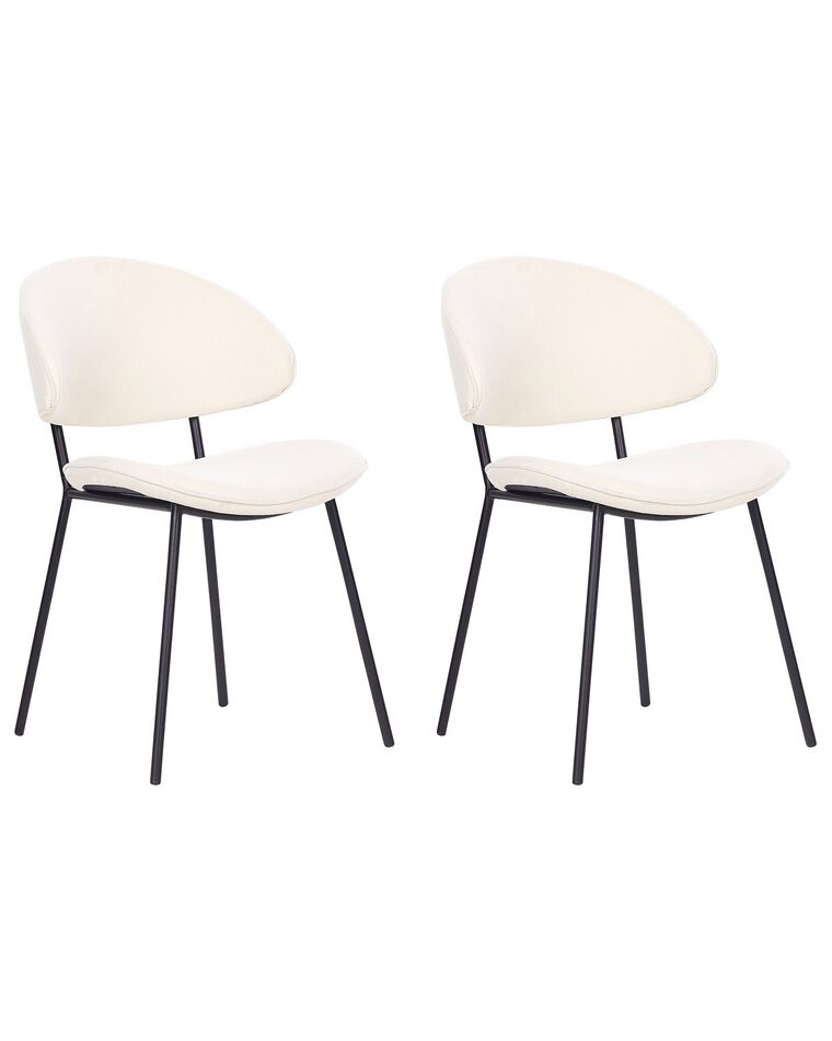 Set of 2 Fabric Dining Chairs Cream KIANA_874283