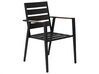Set di 4 sedie da giardino metallo nero grigio e legno chiaro TAVIANO_841717