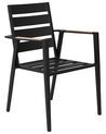 Conjunto de 4 sillas de jardín de metal negro/gris/madera clara TAVIANO_841717