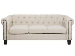 Suorajalkainen beige 3-istuttava kangassohva CHESTERFIELD Suorajalkainen beige 3-istuttava kangassohva CHESTERFIELD