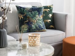 Koristetyynysetti sametti palmunlehtikuviolla 45x45cm BELLEROSE