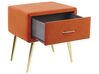 1 Drawer Velvet Bedside Table Orange FLAYAT _833971