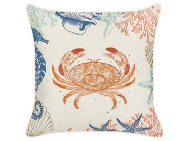 Coussin en lin à motif de crabe beige 45 x 45 cm SARGASSUM