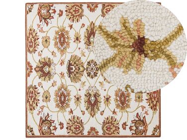 Teppich Wolle beige / braun  200 x 200 cm Kurzflor EZINE