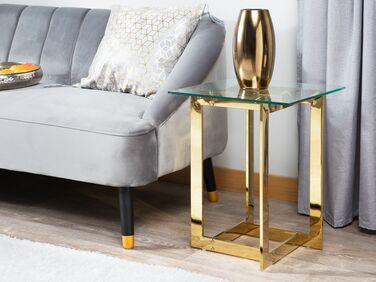 Glass Top Side Table Gold CRYSTAL