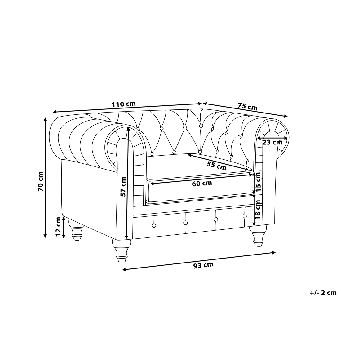 Fotel grafitowy CHESTERFIELD