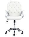 Swivel Faux Leather Office Chair White with Crystals PRINCESS_855625