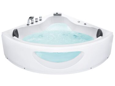 Banheira de hidromassagem de canto em acrílico branco com LED 205 x 146 cm TOCOA