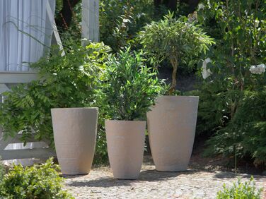 Set of 2 Plant Pots 43 x 43 x 60 cm Beige CAMIA