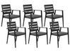 Set di 6 sedie da giardino metallo nero grigio e legno chiaro TAVIANO_841727