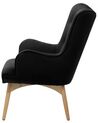 Velvet Wingback Chair with Footstool Black VEJLE_712866