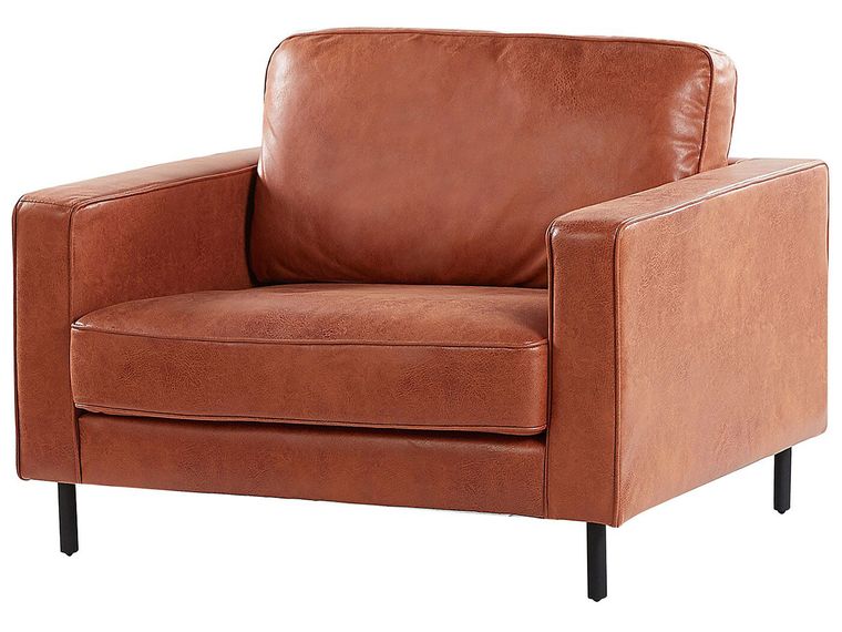 Faux Leather Living Room Set Golden Brown SAVALEN Beliani.co.uk