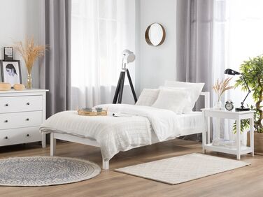 Wooden EU Single Size Bed White VANNES
