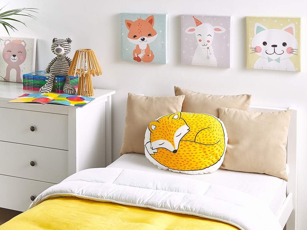 Cuscino per bambini con stampa di volpe 50 x 40 cm giallo DHANBAD 