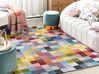 Teppich Wolle mehrfarbig 200 x 200 cm kariertes Muster Kurzflor KANDIRA_836364