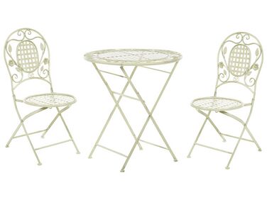 Salon de jardin bistrot table et 2 chaises en acier vert clair BIVIO