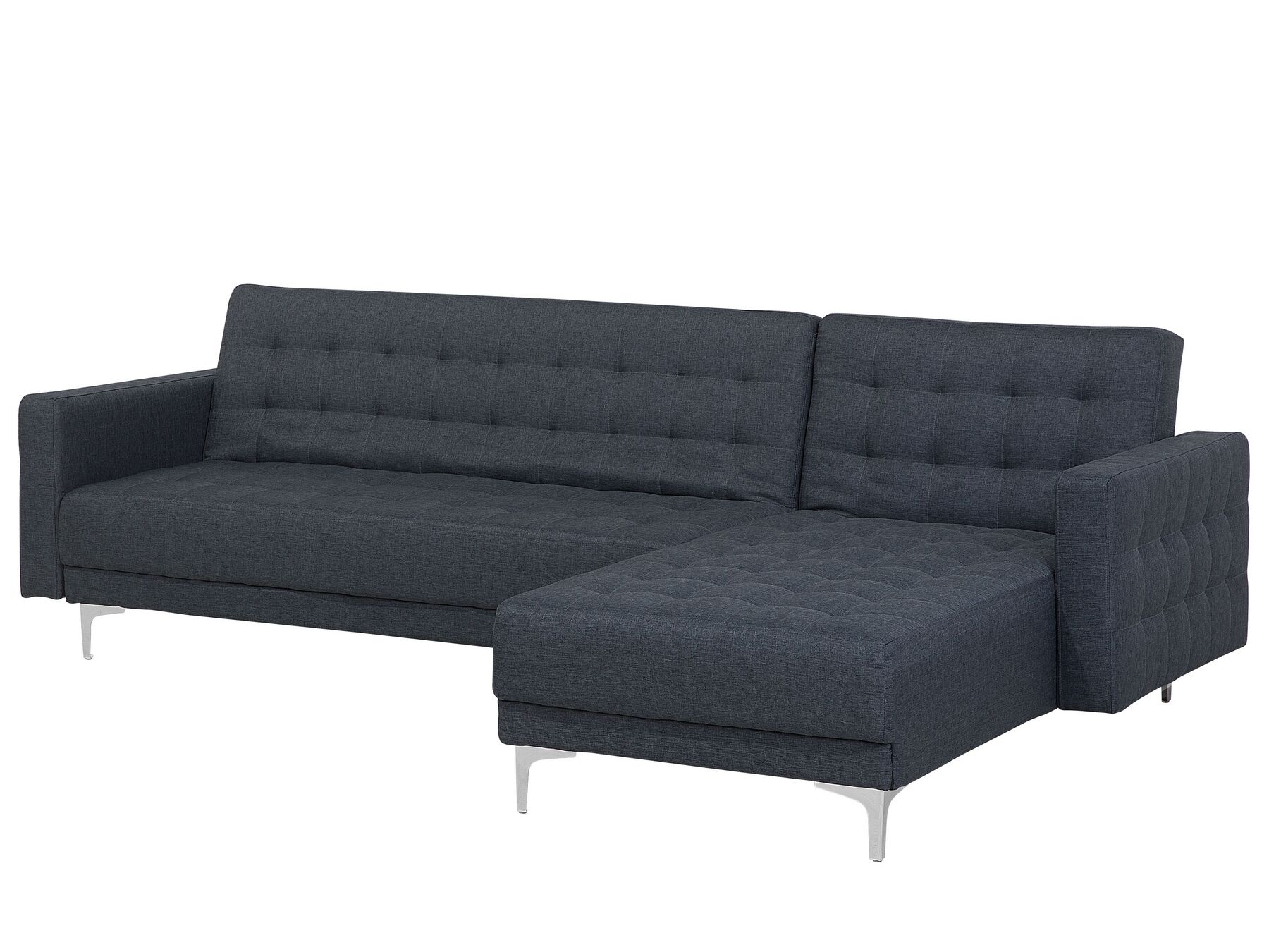 Modular Left Hand L-Shape Corner Sofa Bed Dark Grey Fabric Tufted Aberdeen
