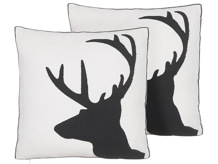 Set of 2 Cotton Cushions Reindeer Motif 45 x 45 cm Black and White SHADRACK_814078