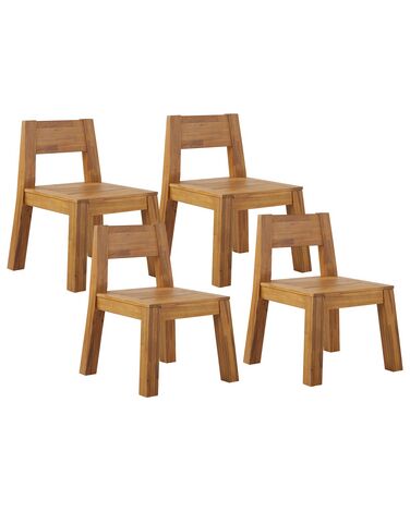 Set of 4 Acacia Wood Garden Chairs LIVORNO