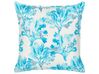 Cotton Cushion Coral Motif 45 x 45 cm White and Blue ROCKWEED_893023