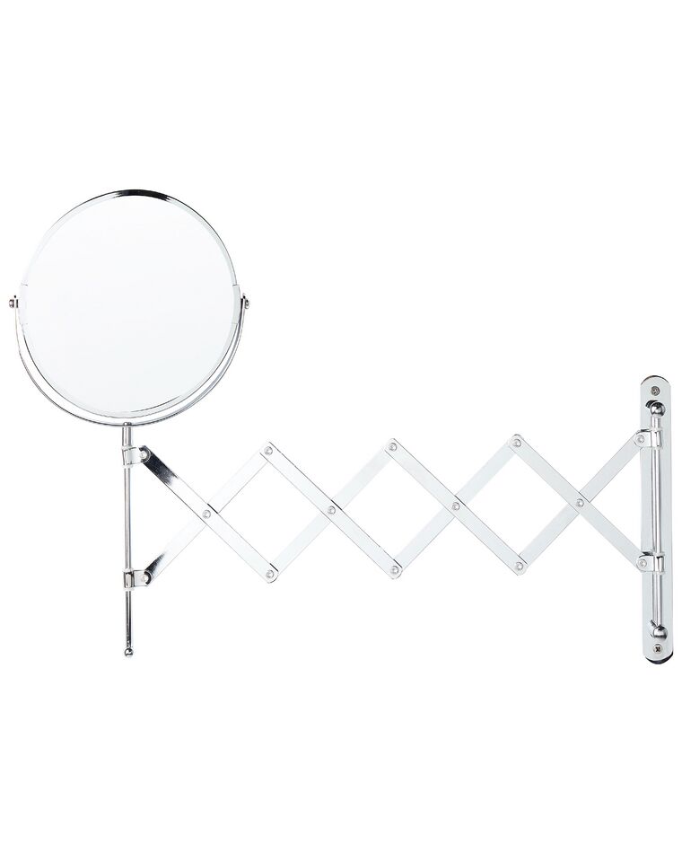 Espejo de maquillaje de metal/vidrio plateado ø 19 cm YVELINES_848185