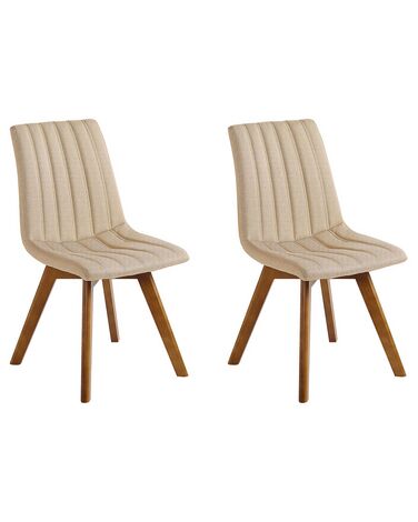 Conjunto de 2 sillas de poliéster beige arena/madera oscura CALGARY