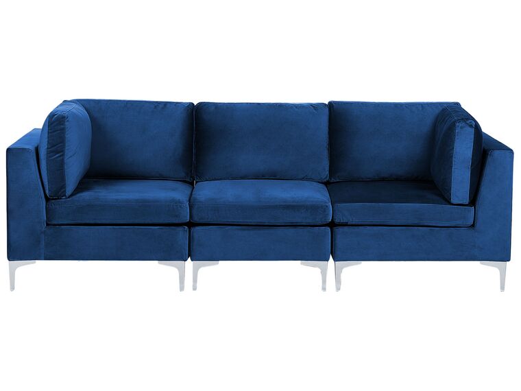 3 Seater Modular Velvet Sofa Blue EVJA_859678