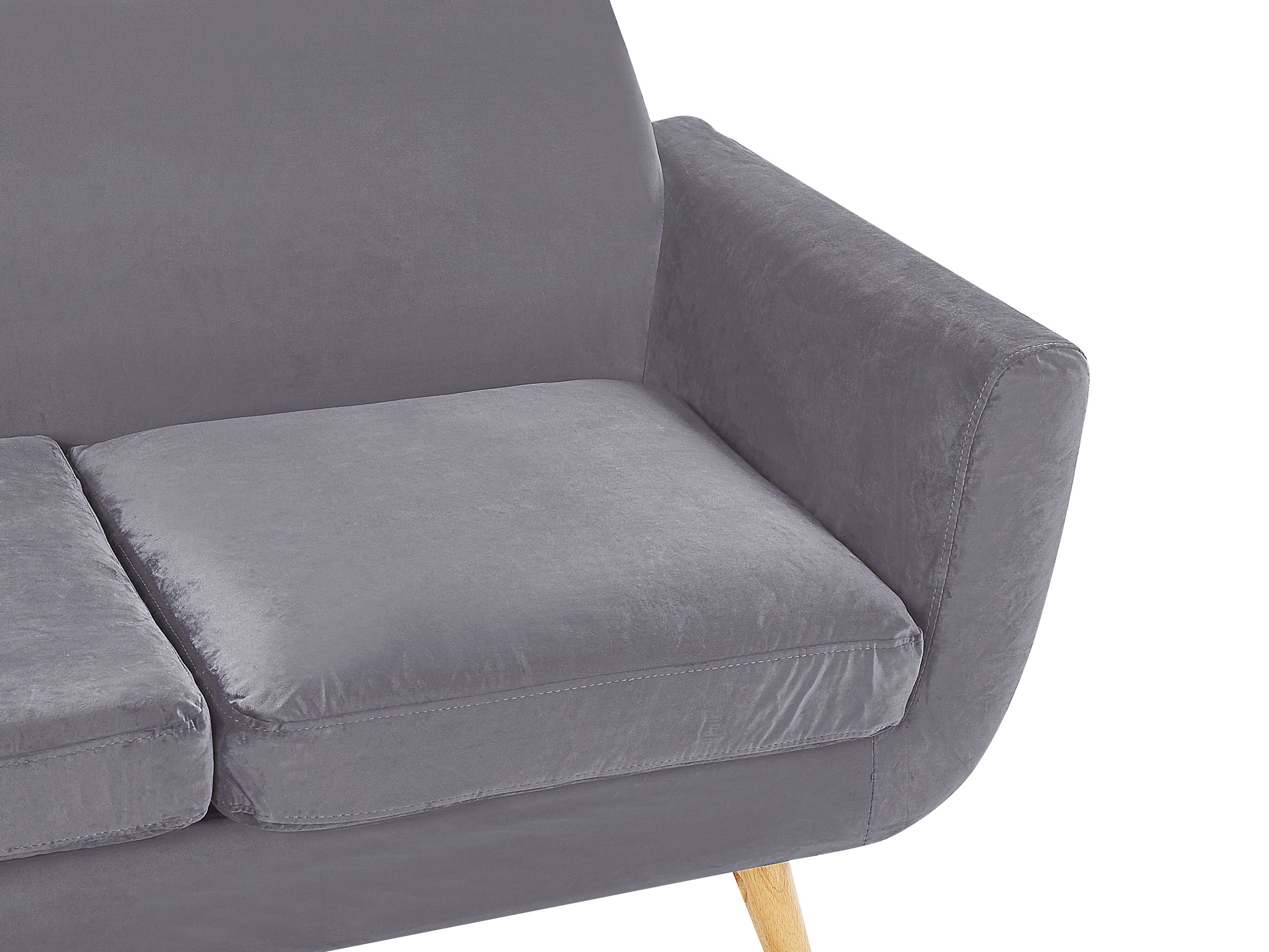 Velvet 3Seater Sofa Cover Grey BERNES Beliani.co.uk