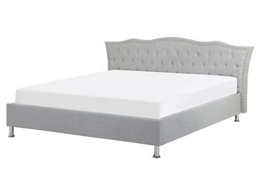 Fabric EU King Size Bed Grey METZ