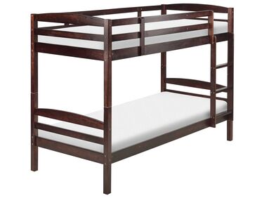 Dřevěná patrová postel 90 x 200 cm tmavé dřevo REGAT