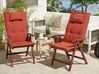 Zestaw 2 krzeseł ogrodowych drewno akacjowe z poduszkami czerwonymi TOSCANA_784173
