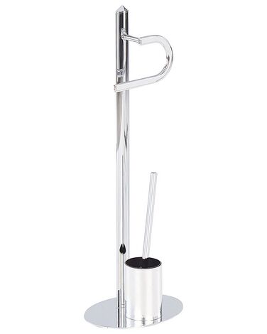 Freestanding Toilet Paper and Brush Holder Silver SARTO