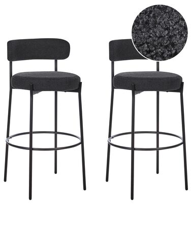 Set of 2 Boucle Bar Chairs Black ALLISON