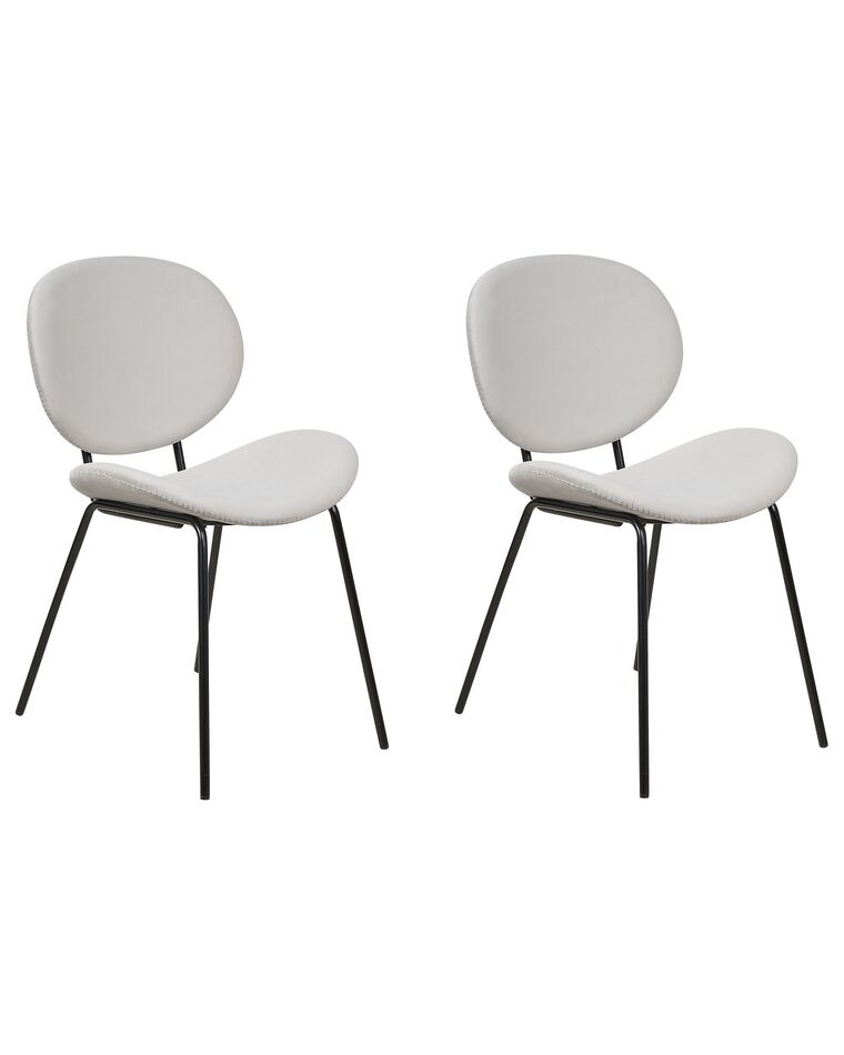 Set of 2 Velvet Dining Chairs Light Grey LUANA_881206